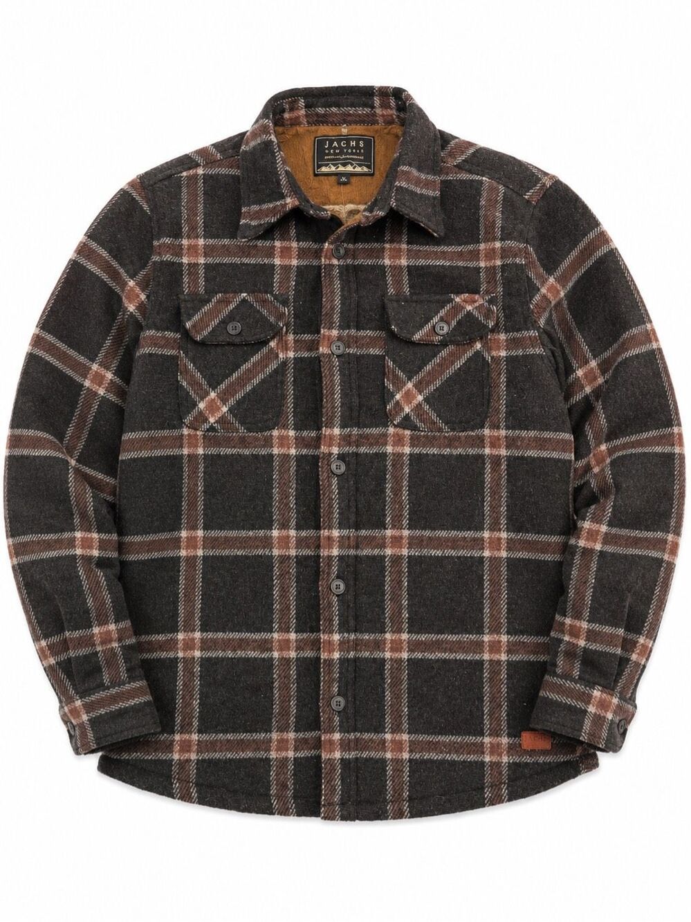 NWT Jachs New York Men’s Grey Plaid Sherpa Lined Shirt Jacket Size Large New